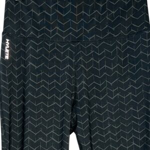 Hylete Womens Black‎ Grey Chevron Print High Rise Crop Leggings Small A181211